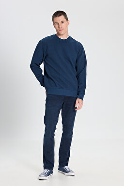 Regular Fit Normal Kesim Bisiklet Yaka Lacivert Sweatshirt - Navy-W242593410 (görsel 4)