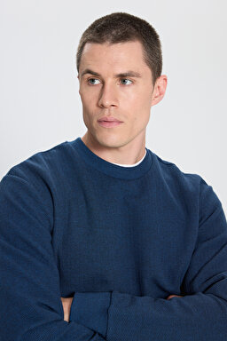 Regular Fit Normal Kesim Bisiklet Yaka Lacivert Sweatshirt - Navy-W242593410 (görsel 5)
