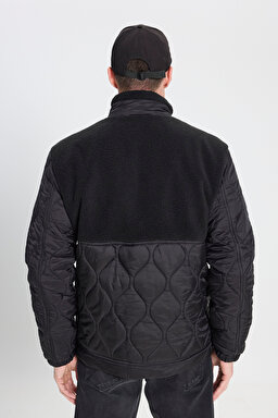 Regular Fit Normal Kesim Sherpa Detaylı Siyah Kapitone Mont - Black-W242644001 (görsel 6)