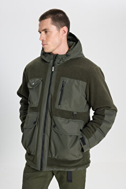 All Terrain Gear Relaxed Fit Geniş Kesim Haki Polar Ceket - Khaki-W242645801 (görsel 3)
