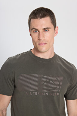 All Terrain Gear Regular Fit Normal Kesim Bisiklet Yaka %100 Pamuk Haki Tişört - Dusty Olive-W242658275 (görsel 2)