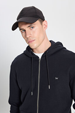 Regular Fit Normal Kesim Kapüşonlu %100 Pamuk Sweatshirt Ceket - Black-W242664001 (görsel 6)