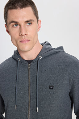 Regular Fit Normal Kesim Kapüşonlu Antrasit Melanj Sweatshirt - Antrasit Melanj-W242664ANM (görsel 4)