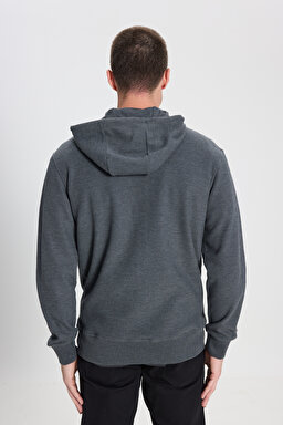 Regular Fit Normal Kesim Kapüşonlu Antrasit Melanj Sweatshirt - Antrasit Melanj-W242664ANM (görsel 5)