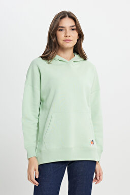 Loose Fit Rahat Kesim Kapüşonlu İçi Polarlı Gri Sweatshirt - Light Gray-W242706032