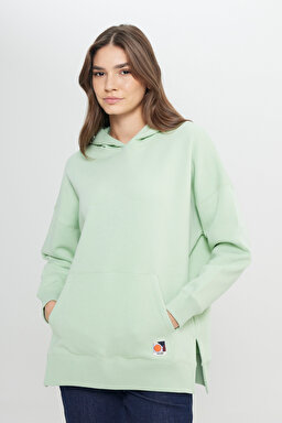 Loose Fit Rahat Kesim Kapüşonlu İçi Polarlı Gri Sweatshirt - Light Gray-W242706032 (görsel 2)