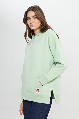 Loose Fit Rahat Kesim Kapüşonlu İçi Polarlı Gri Sweatshirt - Light Gray-W242706032 (görsel 3)