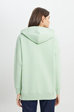 Loose Fit Rahat Kesim Kapüşonlu İçi Polarlı Gri Sweatshirt - Light Gray-W242706032 (görsel 6)