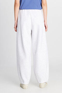 Loose Fit Rahat Kesim İçi Polarlı Gri Melanj Sweatpant Eşofman Altı - GrayMelange-W242708036 (görsel 4)