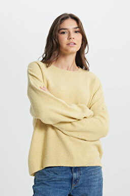 Regular Fit Normal Kesim Sarı Triko Kazak - Yellow-W242710200 (görsel 2)