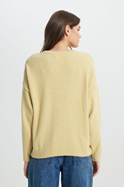 Regular Fit Normal Kesim Sarı Triko Kazak - Yellow-W242710200 (görsel 5)