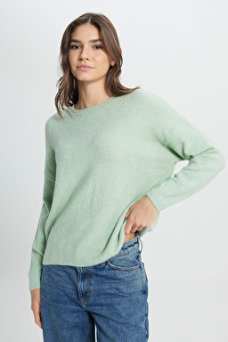 Regular Fit Normal Kesim Mint Yeşili Triko Kazak - Mint Green-W242710303 (görsel 4)
