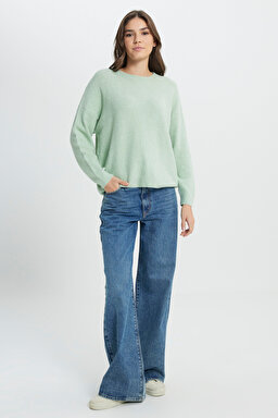 Regular Fit Normal Kesim Mint Yeşili Triko Kazak - Mint Green-W242710303 (görsel 5)