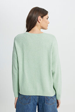 Regular Fit Normal Kesim Mint Yeşili Triko Kazak - Mint Green-W242710303 (görsel 7)