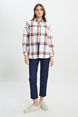 Oversize Bol Kesim %100 Pamuk Çok Renkli Gömlek - Multi-W242714900 (görsel 3)
