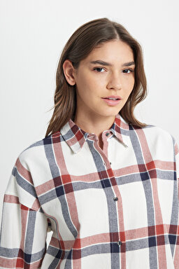 Oversize Bol Kesim %100 Pamuk Çok Renkli Gömlek - Multi-W242714900 (görsel 4)