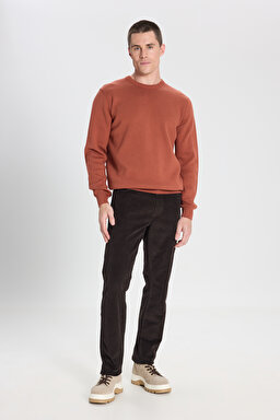 Regular Fit Normal Kesim Kahverengi Triko Kazak - Brown-W242724220 (görsel 3)