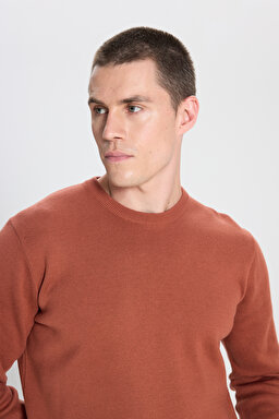 Regular Fit Normal Kesim Kahverengi Triko Kazak - Brown-W242724220 (görsel 4)
