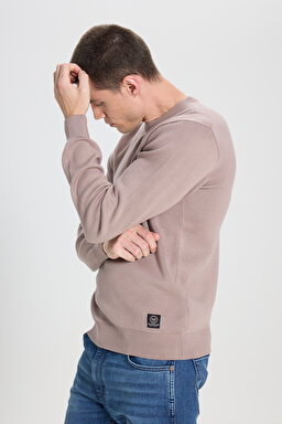 Regular Fit Normal Kesim Bisiklet Yaka Vizon Triko Kazak - Clay-W24272460 (görsel 2)