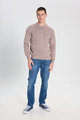 Regular Fit Normal Kesim Bisiklet Yaka Vizon Triko Kazak - Clay-W24272460 (görsel 3)