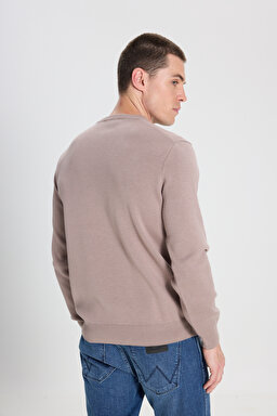 Regular Fit Normal Kesim Bisiklet Yaka Vizon Triko Kazak - Clay-W24272460 (görsel 6)