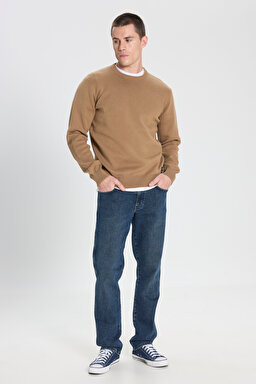Regular Fit Normal Kesim Bisiklet Yaka Bej Triko Kazak - Beige-W242724614 (görsel 3)