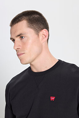 Regular Fit Normal Kesim Bisiklet Yaka Siyah Sweatshirt - Black-W242726001 (görsel 4)