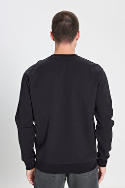 Regular Fit Normal Kesim Bisiklet Yaka Siyah Sweatshirt - Black-W242726001 (görsel 5)