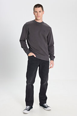 Regular Fit Normal Kesim Bisiklet Yaka Soluk Siyah Sweatshirt - Faded Black-W24272633W (görsel 3)
