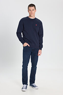 Regular Fit Normal Kesim Bisiklet Yaka Lacivert Sweatshirt - Navy-W242726410 (görsel 4)