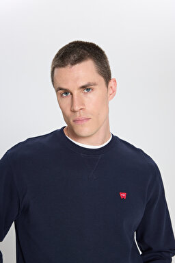 Regular Fit Normal Kesim Bisiklet Yaka Lacivert Sweatshirt - Navy-W242726410 (görsel 6)
