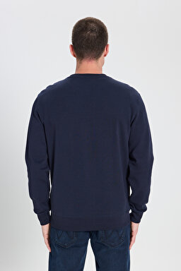 Regular Fit Normal Kesim Bisiklet Yaka Lacivert Sweatshirt - Navy-W242726410 (görsel 7)