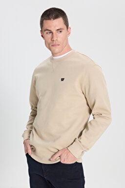 Regular Fit Normal Kesim Bisiklet Yaka Bej Sweatshirt - Beige-W242726614
