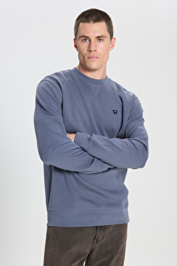 Regular Fit Normal Kesim Bisiklet Yaka Gri Sweatshirt - Grisaille-W242726823