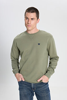 Regular Fit Normal Kesim Bisiklet Yaka Koyu Yeşil Sweatshirt - Deep Lichen Green-W242726X1X