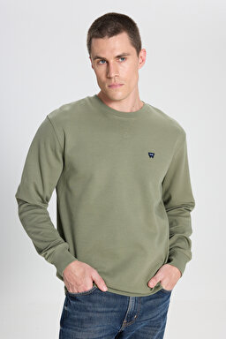 Regular Fit Normal Kesim Bisiklet Yaka Koyu Yeşil Sweatshirt - Deep Lichen Green-W242726X1X (görsel 2)