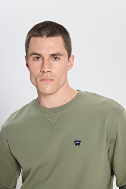Regular Fit Normal Kesim Bisiklet Yaka Koyu Yeşil Sweatshirt - Deep Lichen Green-W242726X1X (görsel 4)