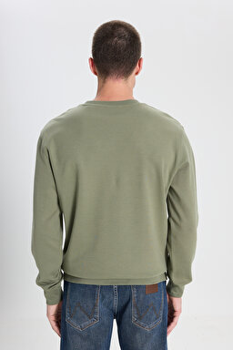 Regular Fit Normal Kesim Bisiklet Yaka Koyu Yeşil Sweatshirt - Deep Lichen Green-W242726X1X (görsel 5)