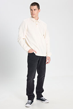 Regular Fit Normal Kesim Polo Yaka Ekru Sweatshirt - Ecru-W242728104 (görsel 3)