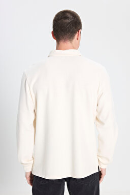 Regular Fit Normal Kesim Polo Yaka Ekru Sweatshirt - Ecru-W242728104 (görsel 5)