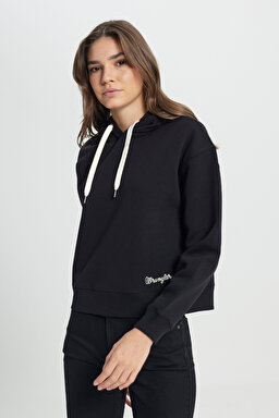 Regular Fit Normal Kesim Kapüşonlu İçi Polarlı Siyah Sweatshirt - Black-W242761001 (görsel 4)