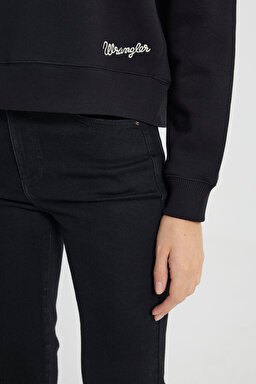 Regular Fit Normal Kesim Kapüşonlu İçi Polarlı Siyah Sweatshirt - Black-W242761001 (görsel 8)