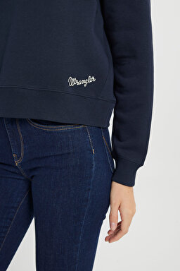Regular Fit Normal Kesim Kapüşonlu İçi Polarlı  Lacivert Sweatshirt - Unionall Blk-W242761A76 (görsel 6)