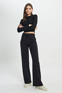 Regular Fit Normal Kesim Geniş Paça Antrasit Sweatpant Eşofman Altı - Faded Black-W242770XV6 (görsel 2)