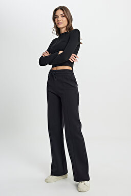 Regular Fit Normal Kesim Geniş Paça Antrasit Sweatpant Eşofman Altı - Faded Black-W242770XV6 (görsel 3)