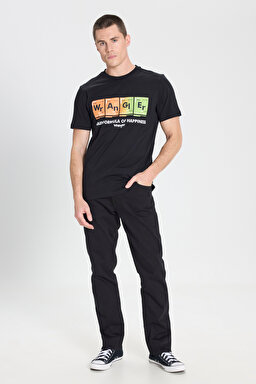 Regular Fit Normal Kesim Bisiklet Yaka Siyah Tişört - Black-W242773001 (görsel 4)