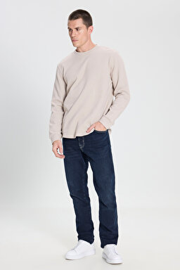Regular Fit Normal Kesim Bisiklet Yaka Bej Tişört - Beige-W242776614 (görsel 3)