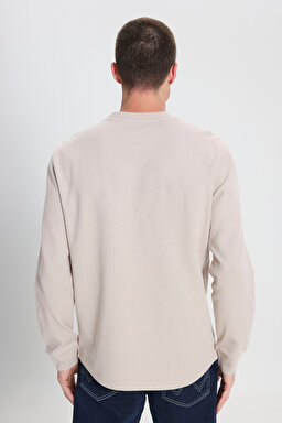 Regular Fit Normal Kesim Bisiklet Yaka Bej Tişört - Beige-W242776614 (görsel 5)