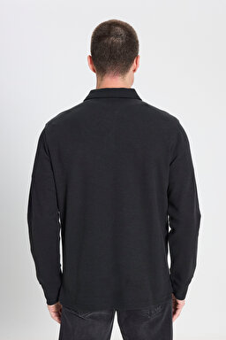 Regular Fit Normal Kesim Siyah Polo Yaka Tişört - Black-W242778001 (görsel 5)