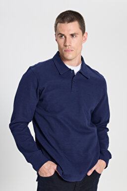 Regular Fit Normal Kesim Lacivert Polo Yaka Tişört - Navy-W242778410 (görsel 2)